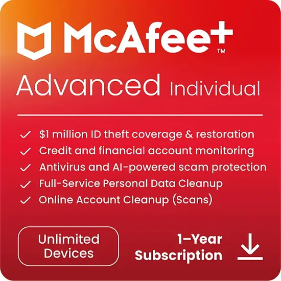 McAfee – Advanced Individual ID Theft Coverage & Internet Security Software