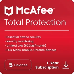 McAfee – Total Protection (5 Device) Antivirus & Internet Security